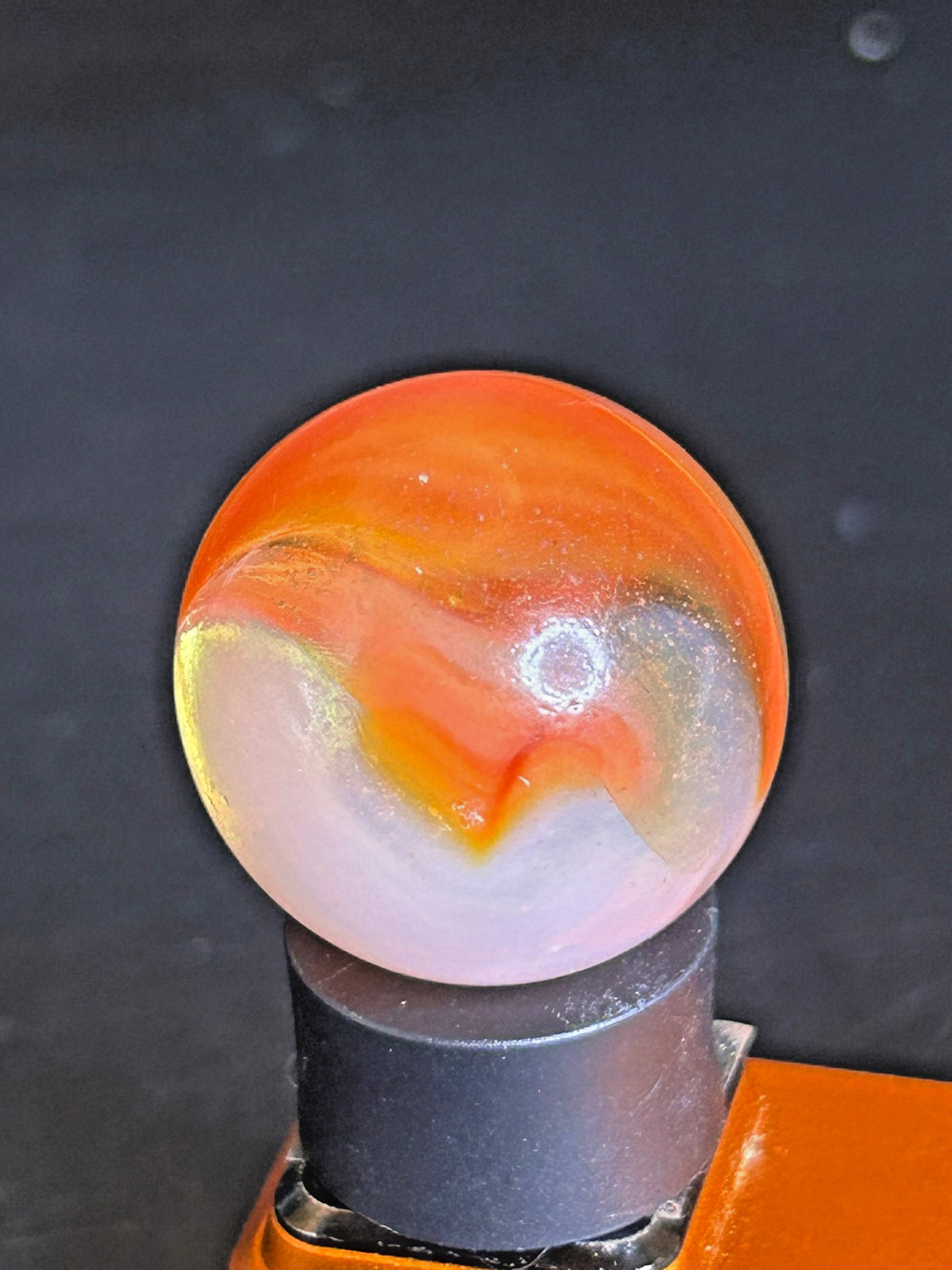 Peltier National Line Rainbo (NLR) Sunset Orange & White Marble .93″ Mint SH3