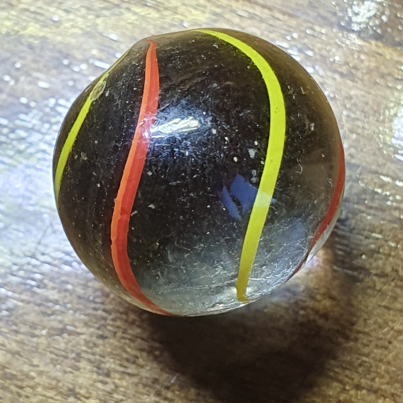Antique Handmade German Coreless Swirl 15mm (19/32”) Marble Red Orange Yellow