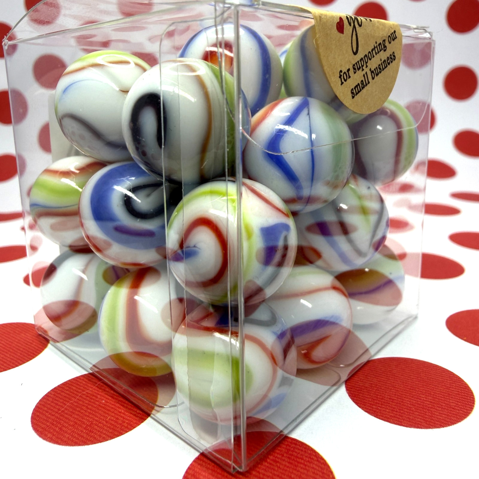 Vacor De Mexico 20 Marble Lot 5/8″ Tie Dye Swirl Mint Glass Fancy Marbles
