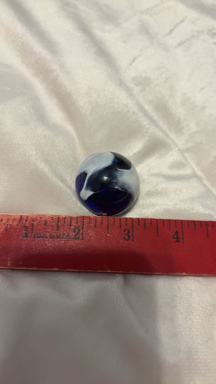 Vintage Dark Blue with White Swirl Glass Marble 1 Inch