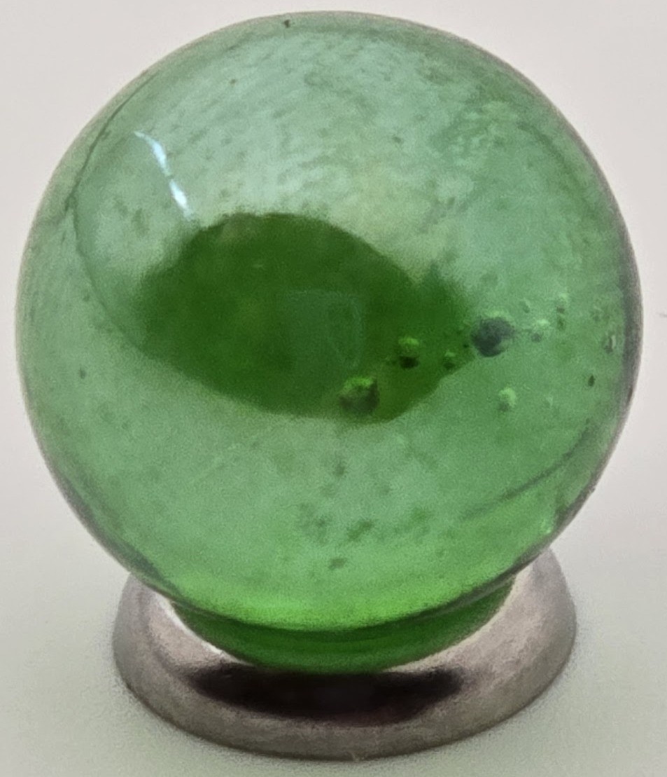 Vintage 14mm “Luster Green” Pack of 25 Player Glass Marbles (~9/16 inch) –