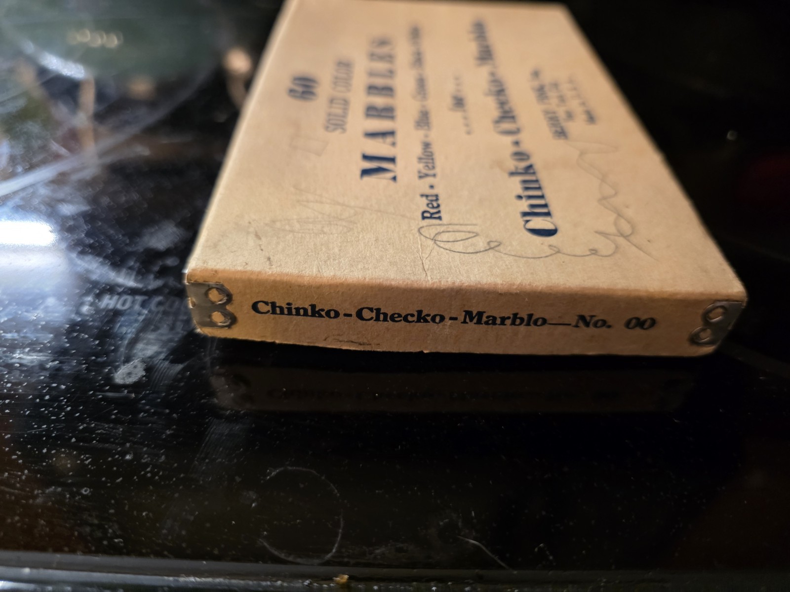 Vintage Berry Pink Chinko-Checko-Marblo Boxed Set – 60 Solid Color Glass Marbles