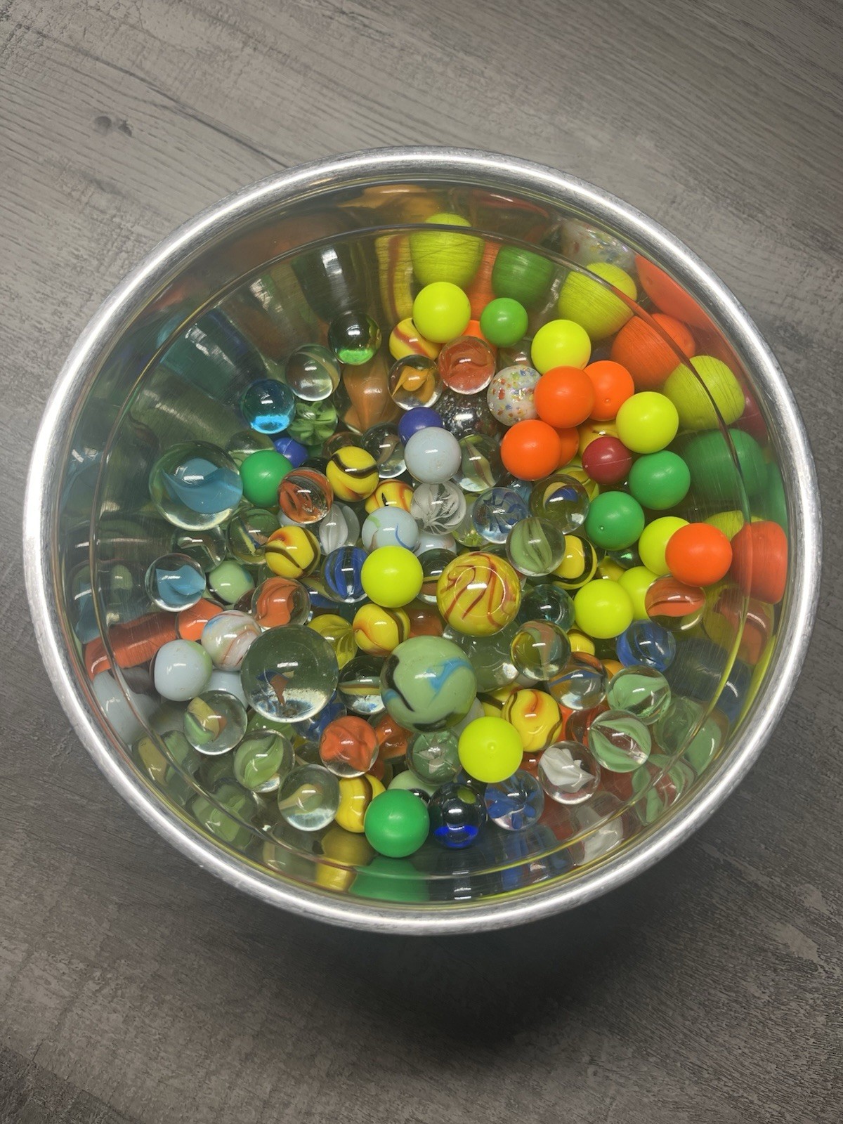 2 Pounds 8 oz Premium Mixed Glass and Plastic, Mega Marbles for Sale! Modern Lot