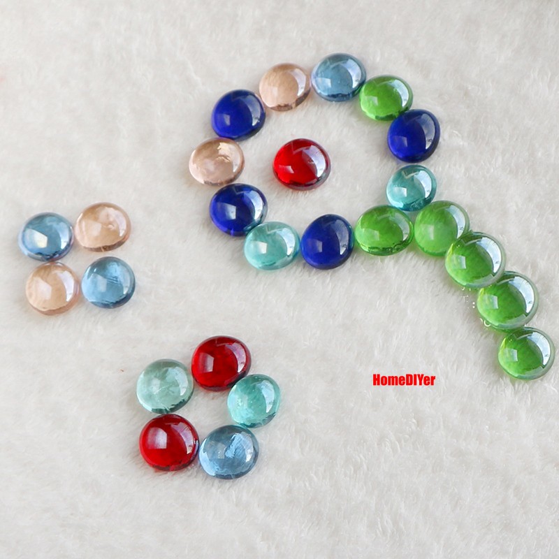 Colourful Flat Glass Marbles Beads Balls Vase Fillers Fish Tanks DIY Decoration