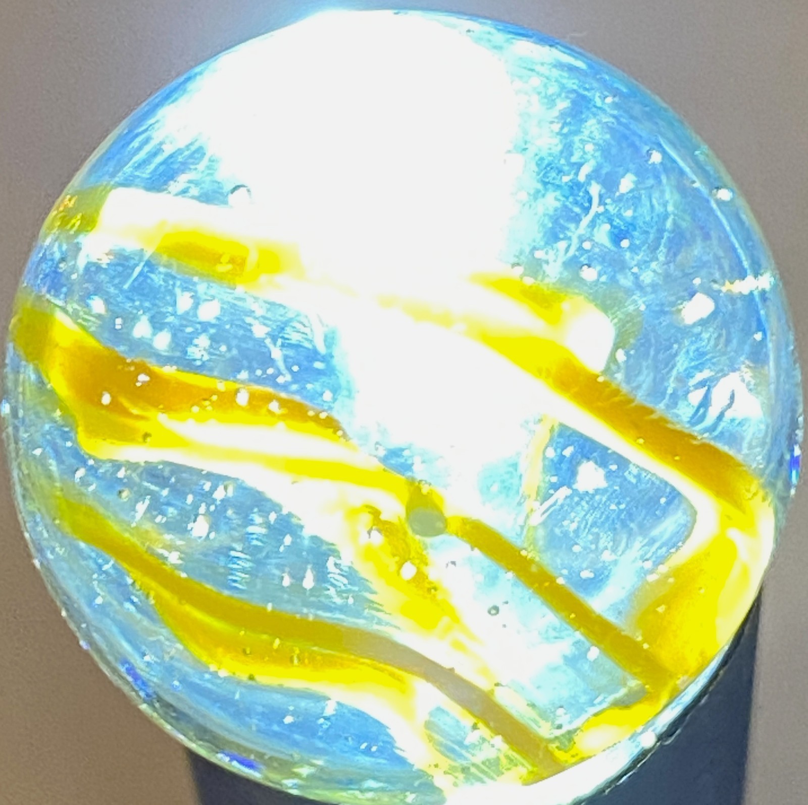 SUPER RARE YELLOW “EIGHT FINGER” VITRO CAGED CATS EYE / READ SHOOTER .88″ 8B/104