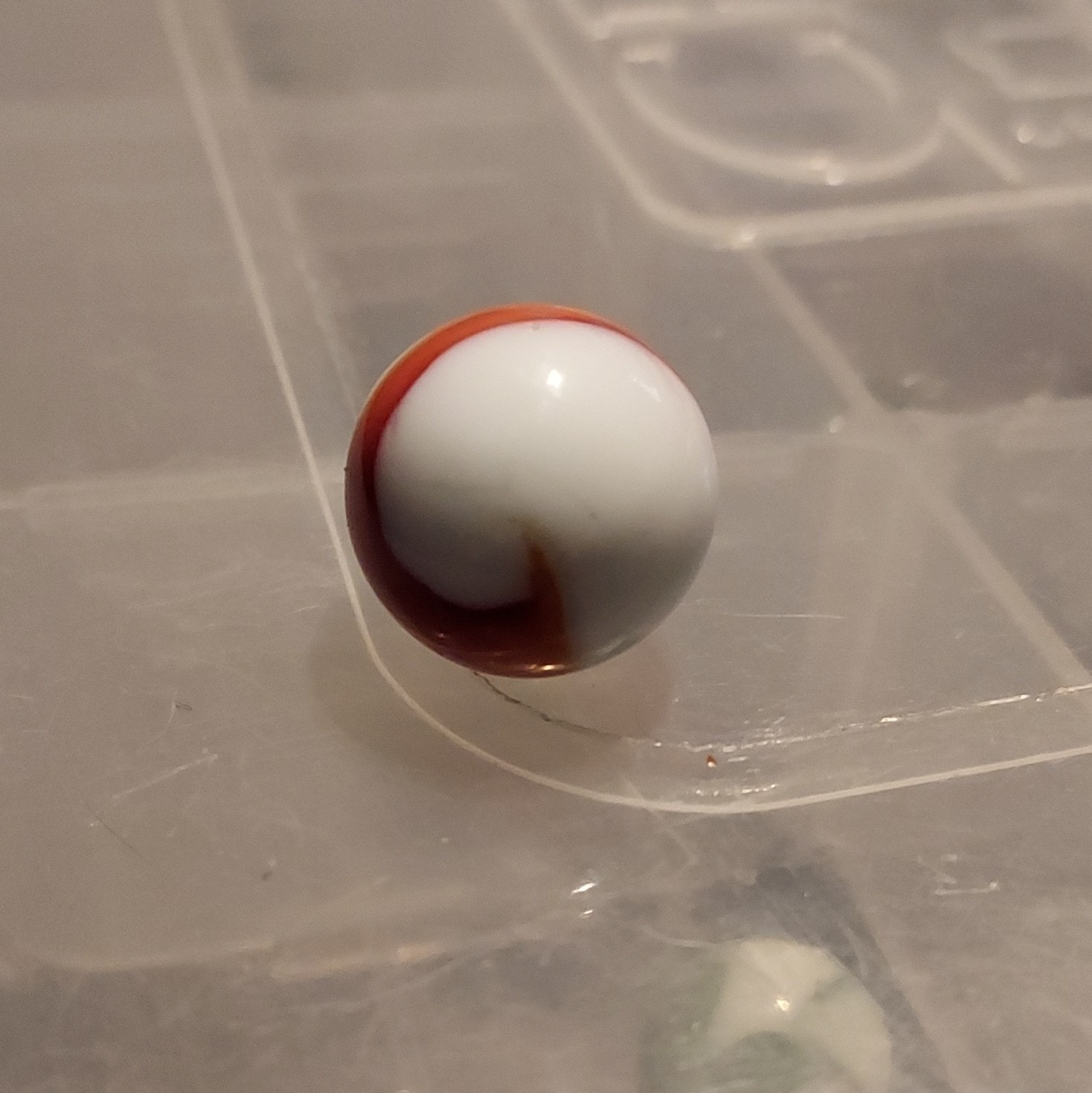 Akro Agate Red & White Swirl Glass Toy Marble – Machine Made, Ages 4-11