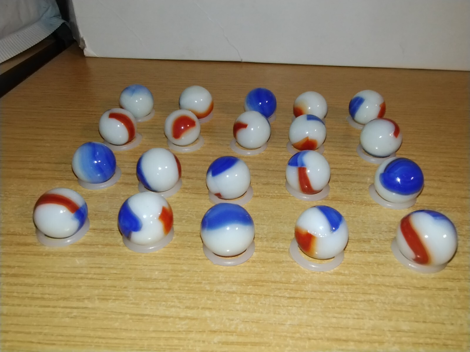 Patriotic (Red White Blue) Liberty Marbles Florescent UV Reactive Uranium Glass
