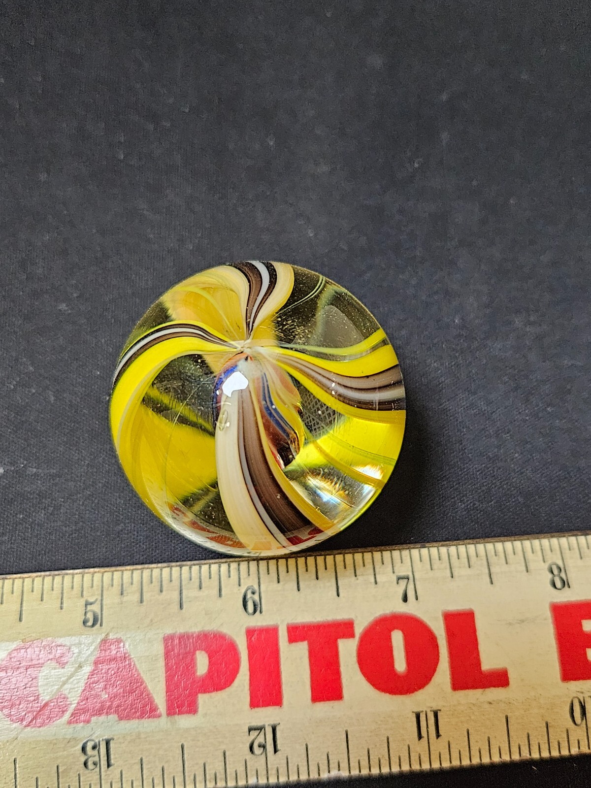 Vintage Glass Swirl Ribbon Very Large Shooter Marble No chips or cracks! Look!