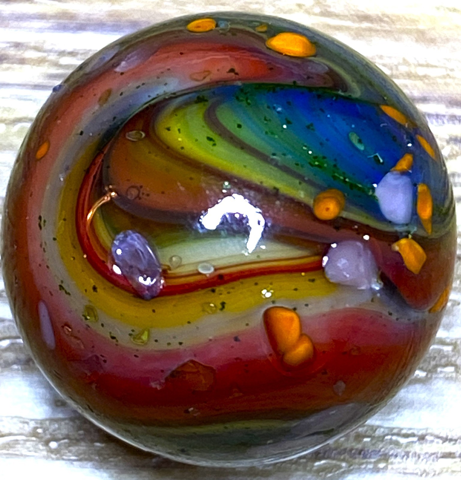 DAS/JABO CHUNKY PIECES & OXBLOOD & AVENTURINE SWIRLED SHOOTER .71″ BOX03/288