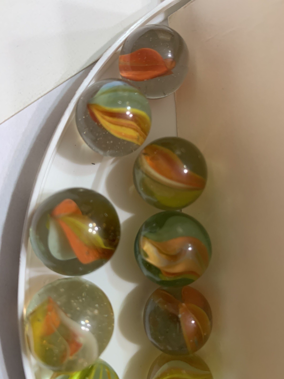 11 Vintage Cat’s Eye Marbles 14.25mm-16.47mm Mixed Colors Collector Lot B20