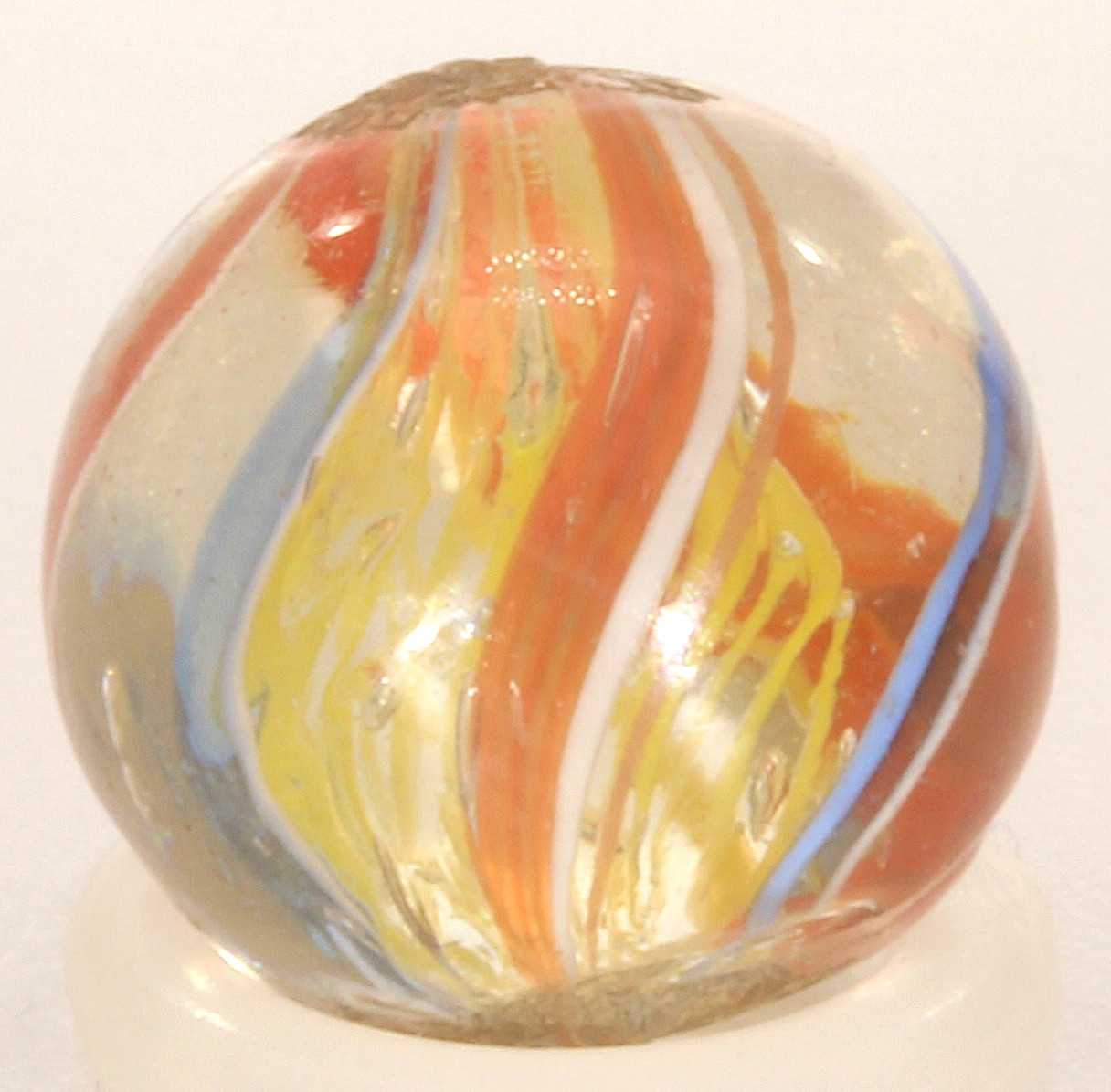 Antique German Yellow Latticinio Pee Wee Swirl Marble 15/32″ Mint-