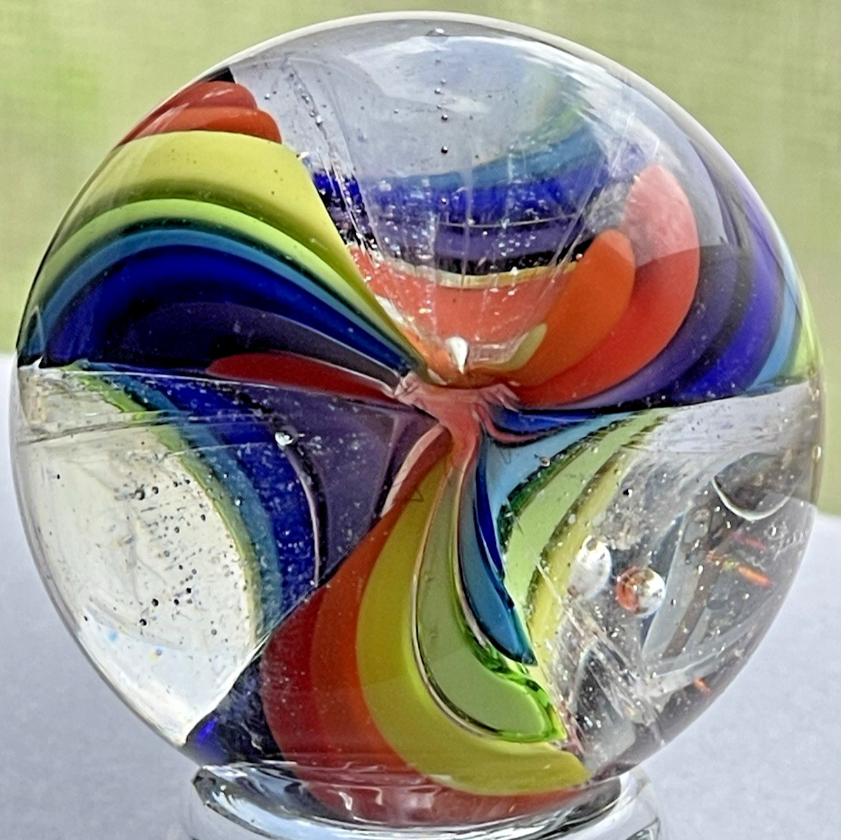2017 EDDIE SEESE SAM HOGUE MARBLE GLASS ART HANDMADE 1.64 VIVID COLORS UNIQUE 1