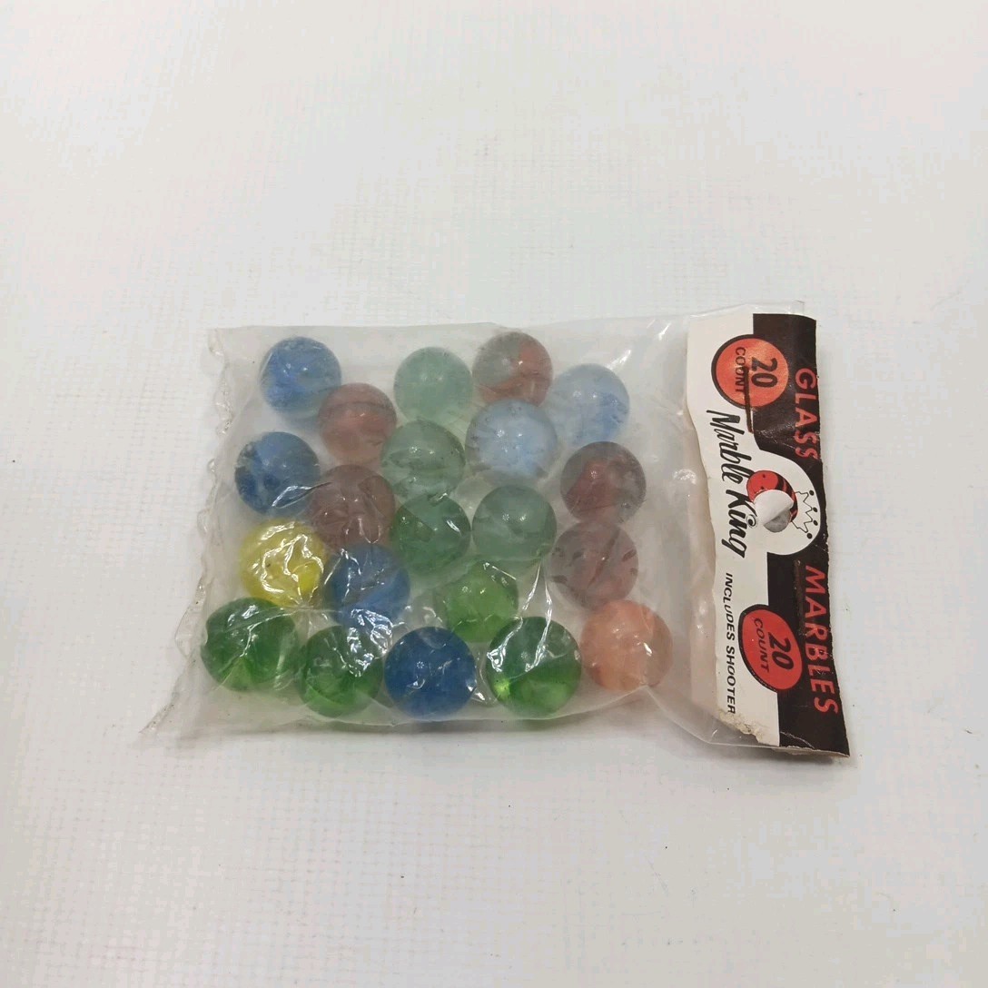 VTG Marble King Glass Marbles Bag 20 count Includes Shooter cats eyes? USA MADE