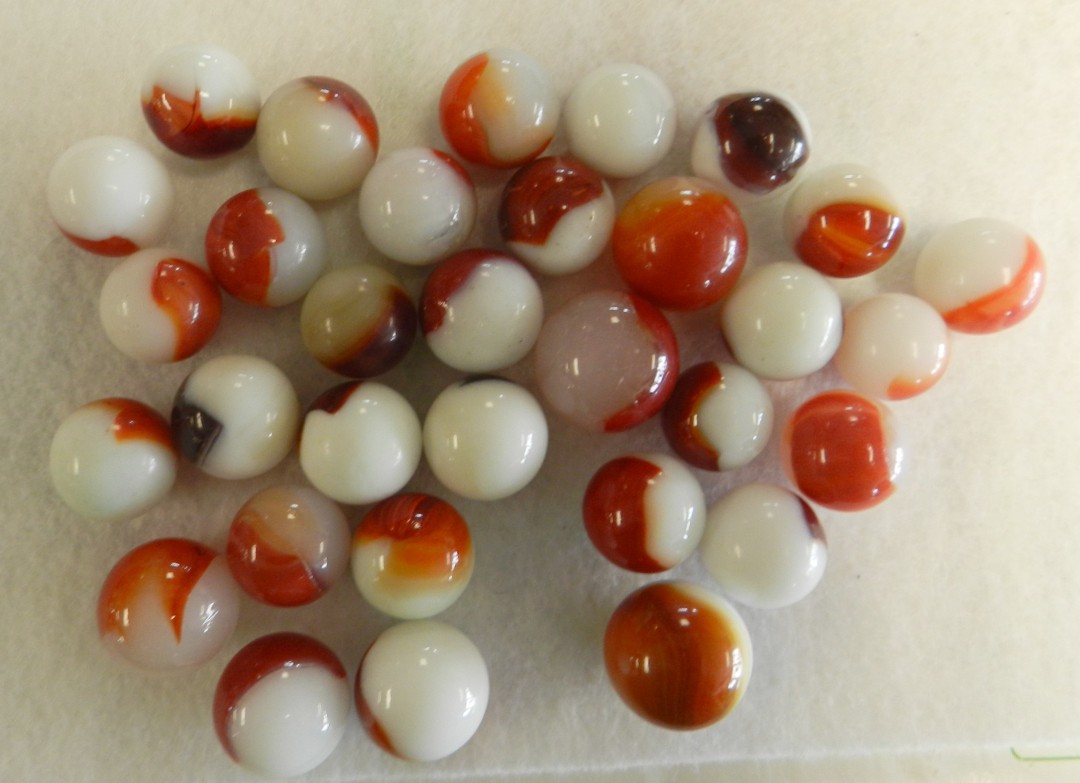 #20945m Vintage Group or Bulk Lot of 30 Mixed Company Patch Marbles