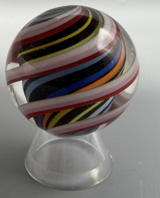 Large 1.67″ Contemporary Handmade Art Glass Swirl Marble Ribbon Core Bumboozer