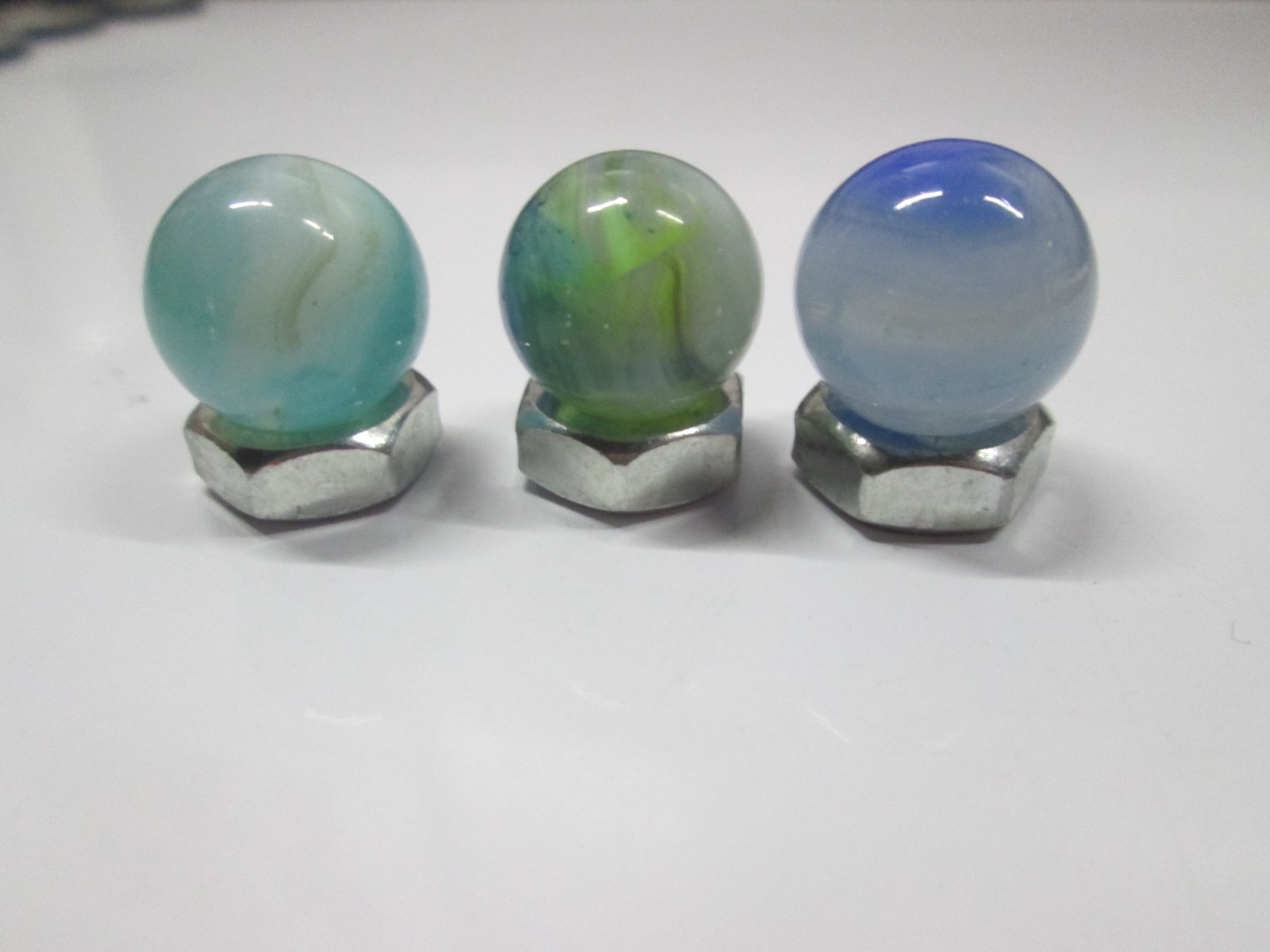 Vintage Translucent Bubble Filled Swirl Marbles Lot of 3 # 15