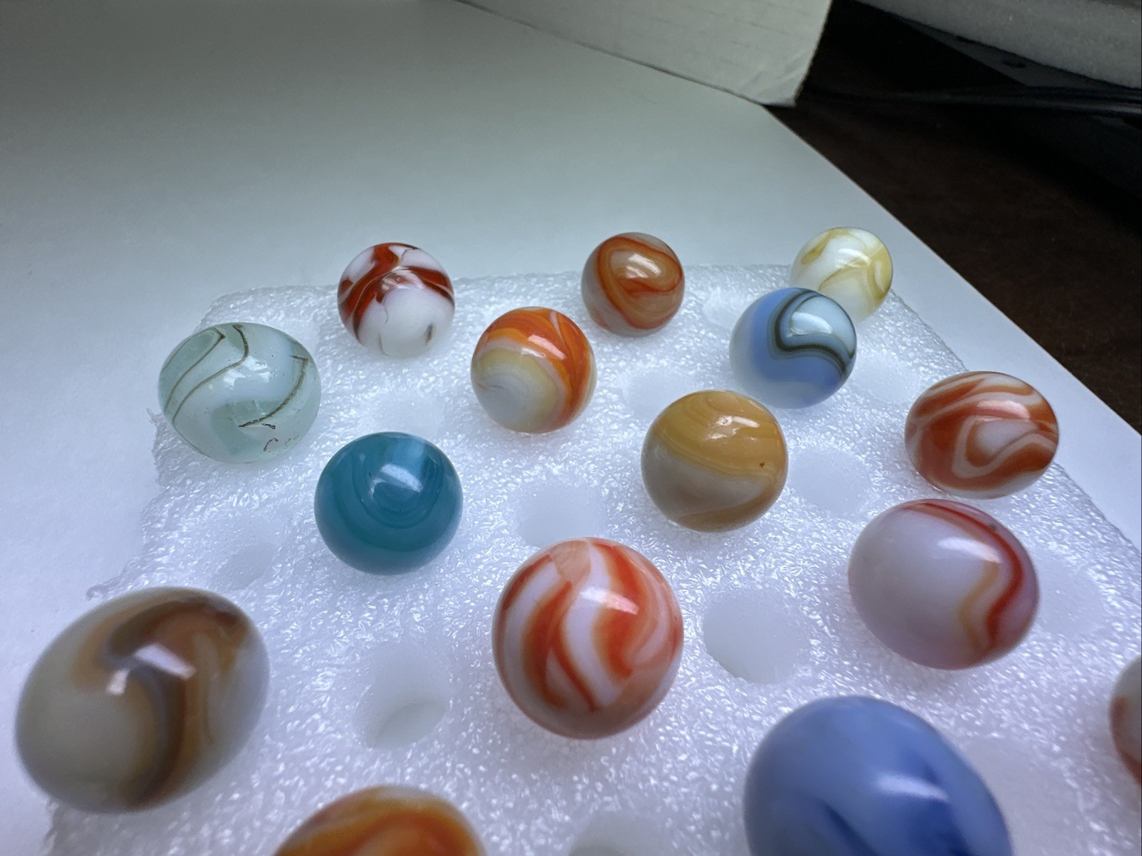 199 Lot Of 30 Vintage Heaton Agate Swirl Marbles!