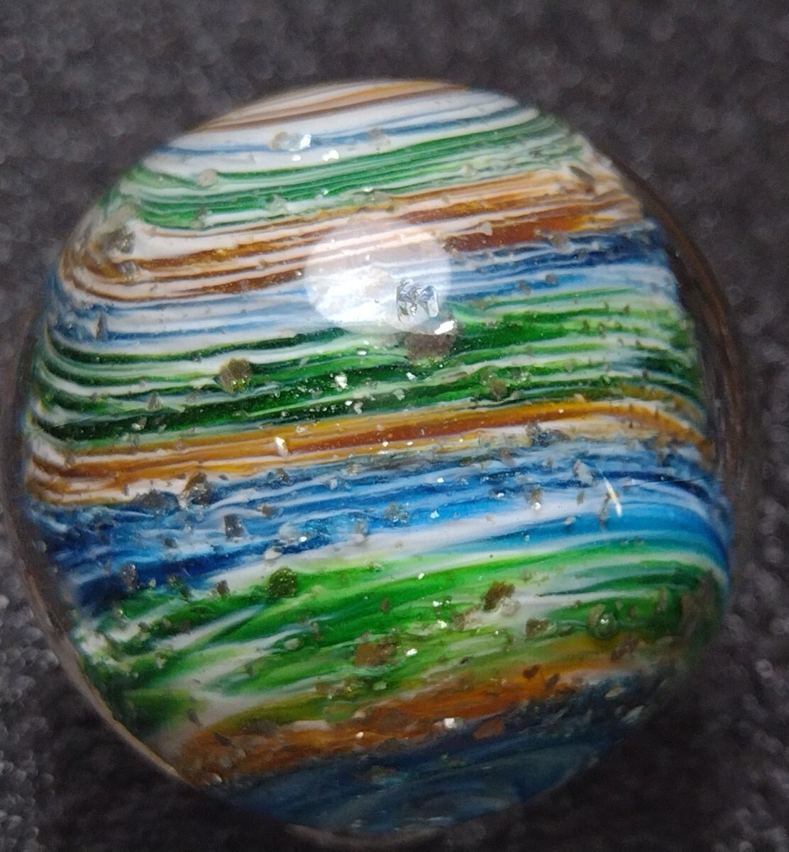 LG 1.60″ 🌈 Silver Sparkle EXPLOSION 💥 Swirl Contemporary Art Glass Marbles