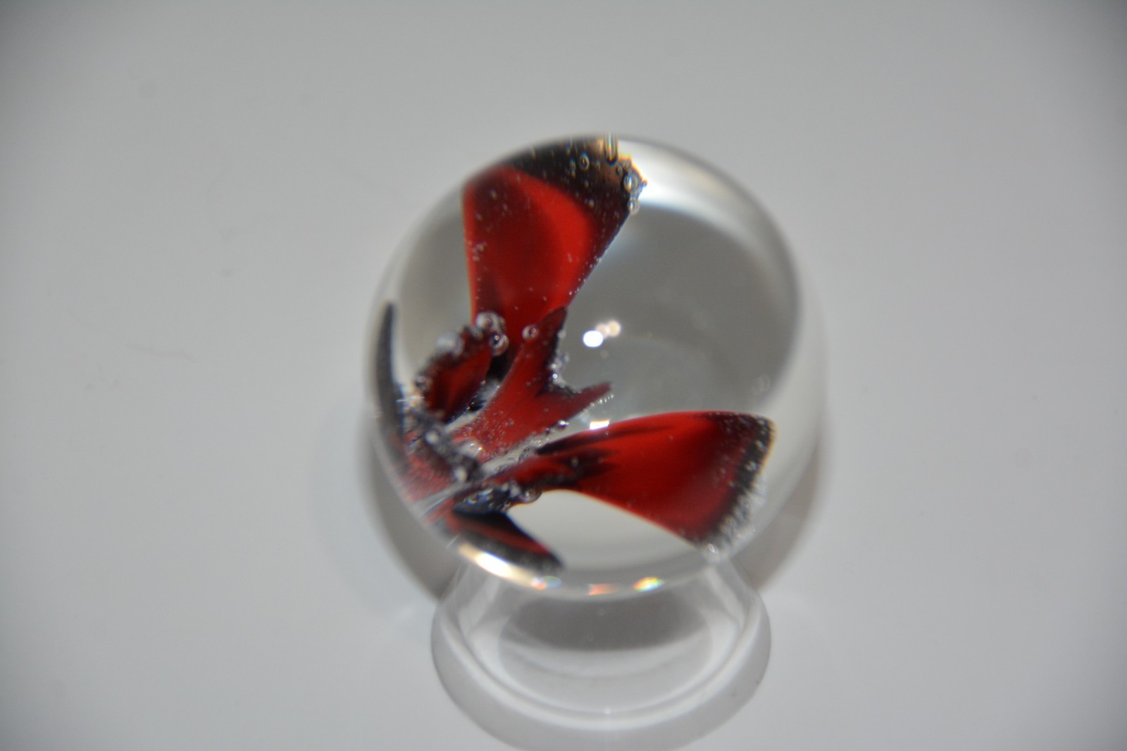 Contemporary art glass handmade borosilicate “flower” marble 1.654 inches tall
