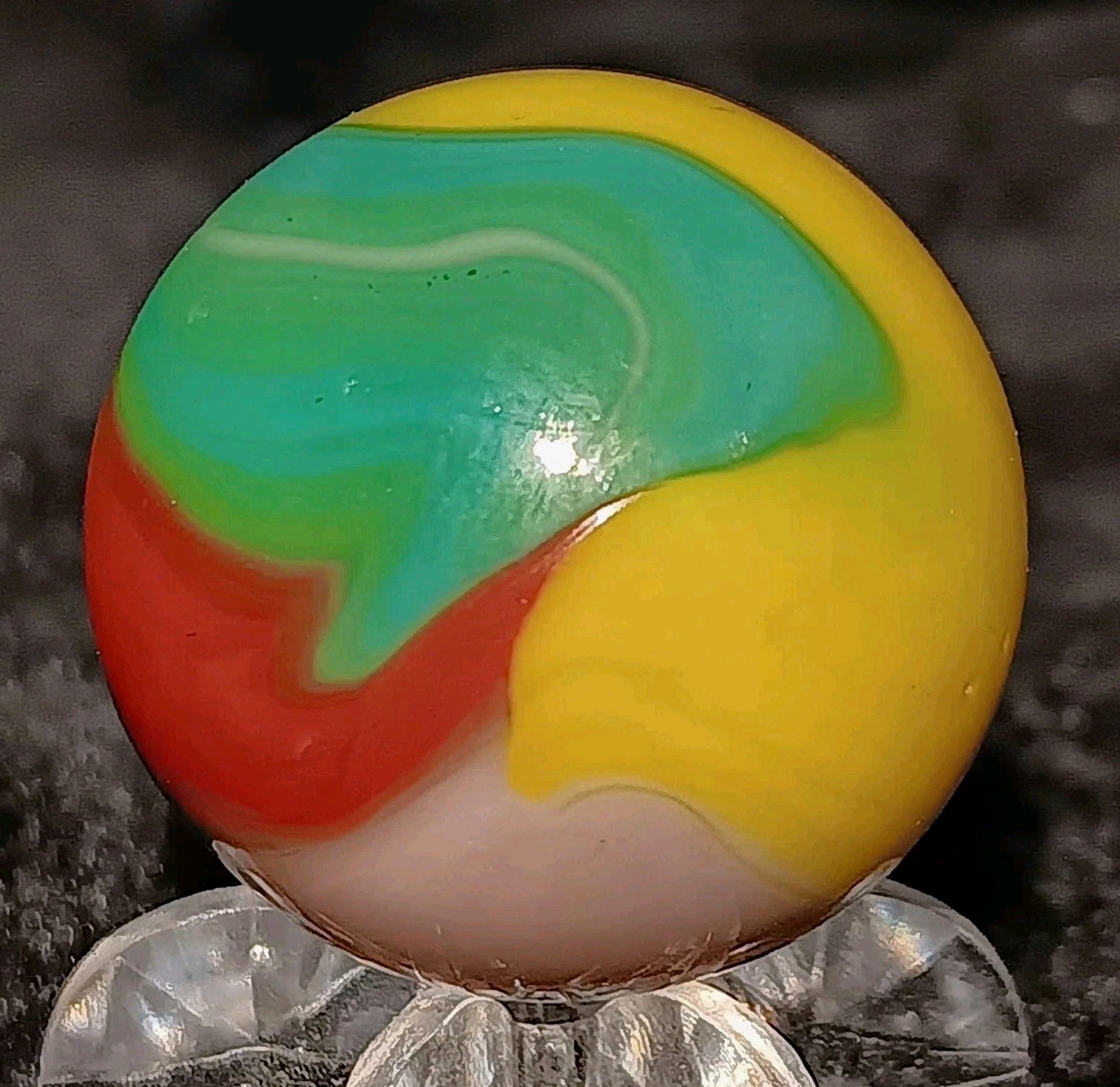 Vintage Vitro Agate Parrot Marble. .90″ Mint. 5 Colors with Aventurine. VHTF