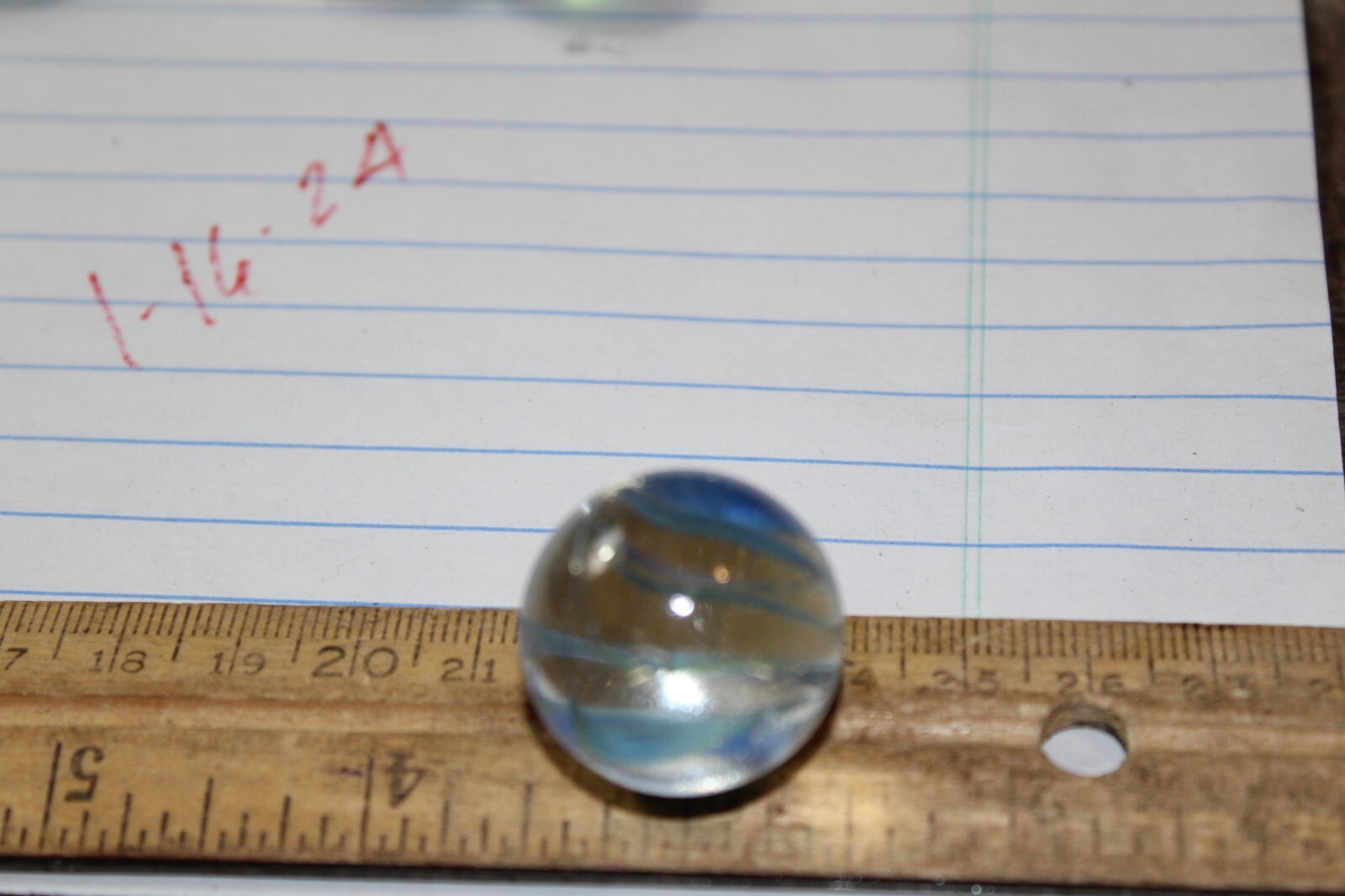 Vintage Machine Made 1″ Shooter Marble Caged Blue Strands