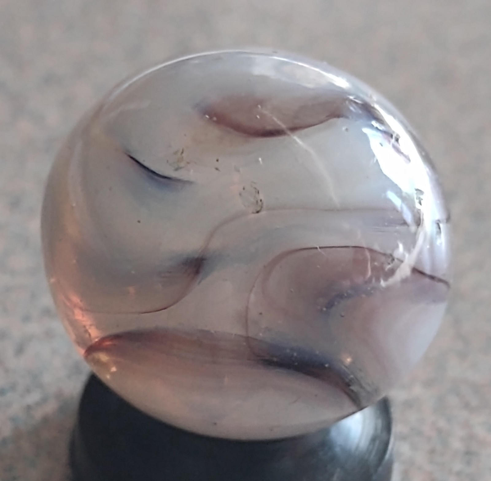 Transluc. Heaton Swirl marble-.64″+or-, OOR-Wispy interior, Purple streaks, N M