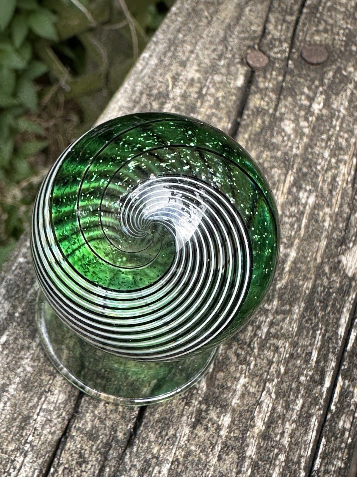 40mm Hot House Glass Signed Dichroic Double Spiral Marble Borosilicate 2015