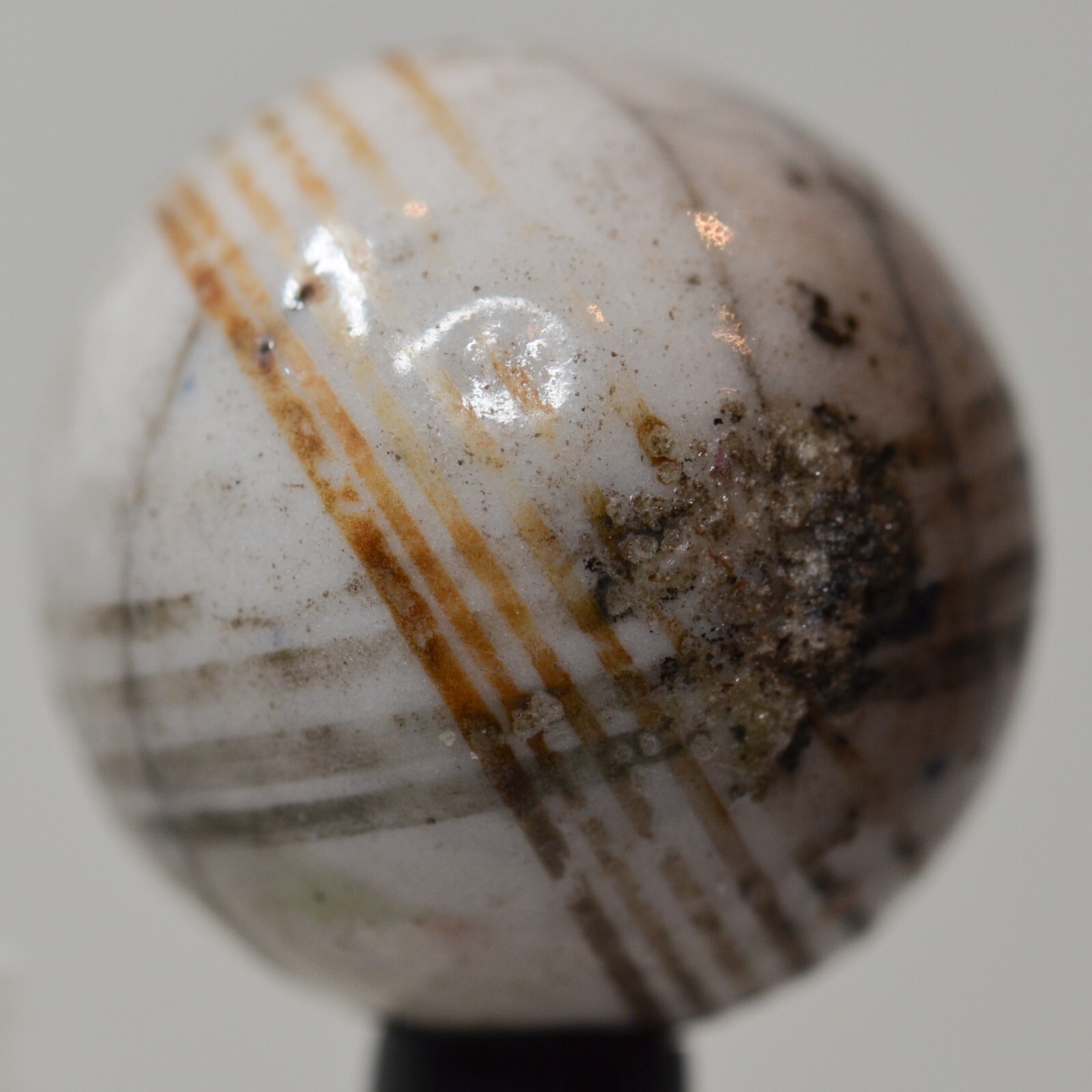 Large Handmade Lined Glazed China Marble, 1 in, Mint, Germany, S1482