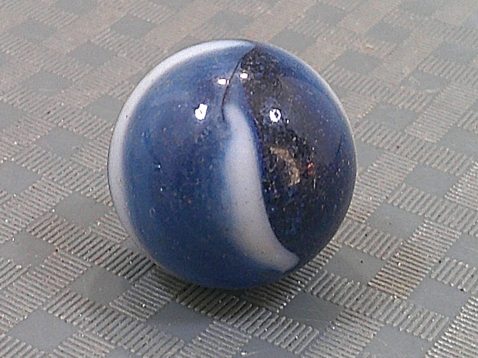 Vintage 1940s Blue White Agate Marble Banger Shooter Boulder Bonker MasherLL