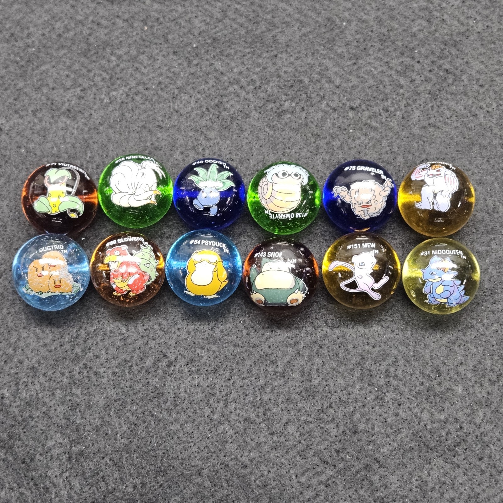 Pokémon Marble Lot (12) Vtg Nintendo 1999 Oddish Graveler Slowbro Snorlax Mew