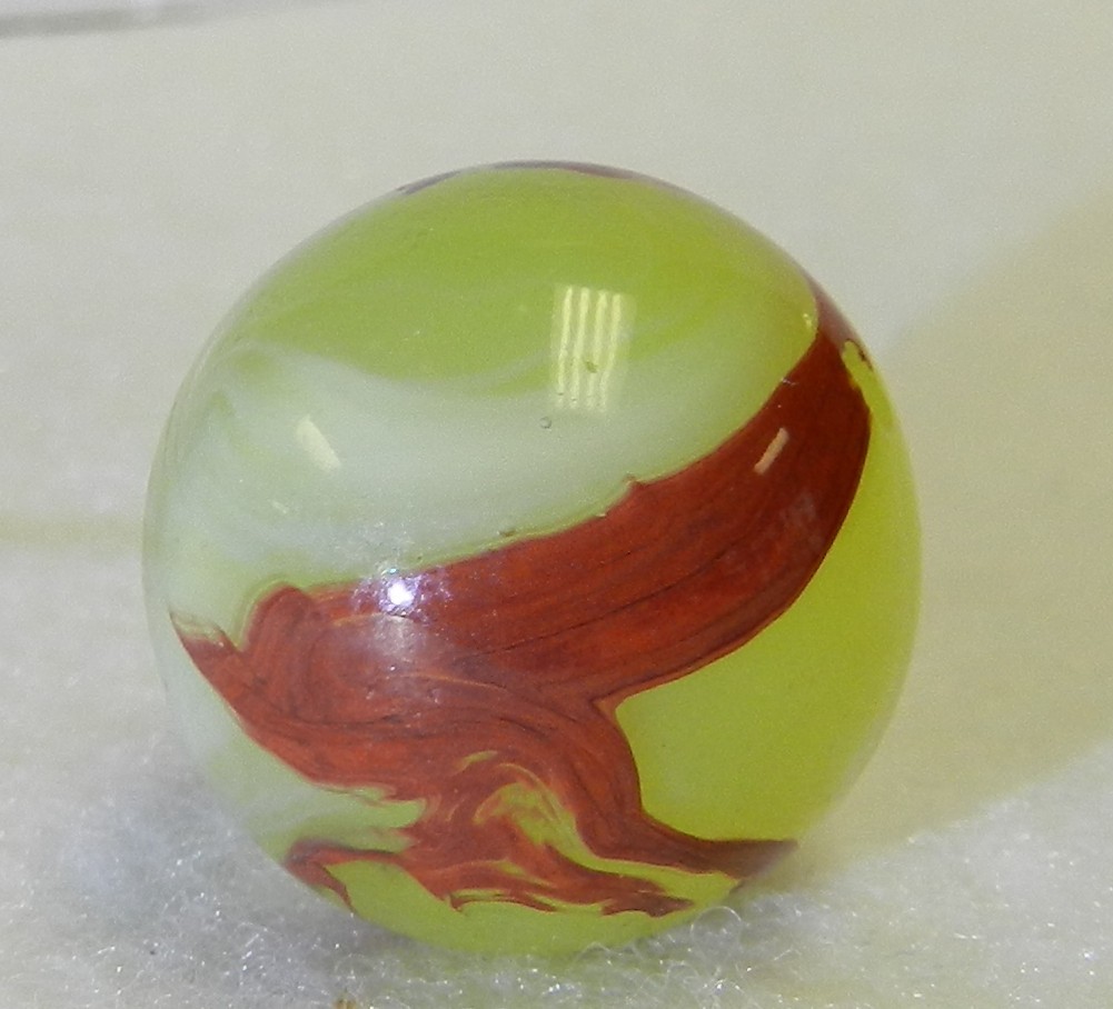#20321m Large .75 In Vintage Akro Agate Lemonade Oxblood Shooter Marble NM