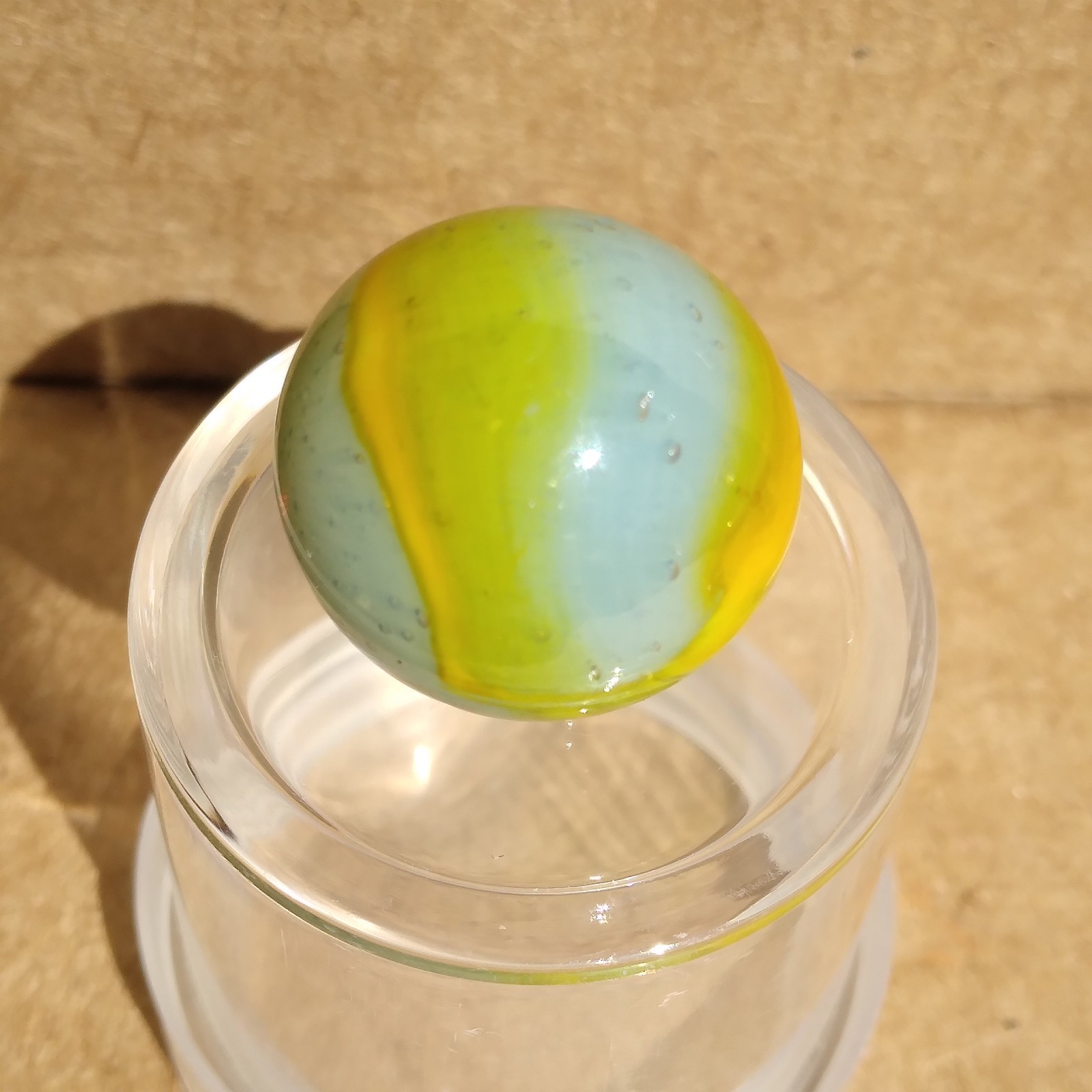.62″ Vintage Ribbon Marble- Seedy Blue Yellow- Kokomo Peltier