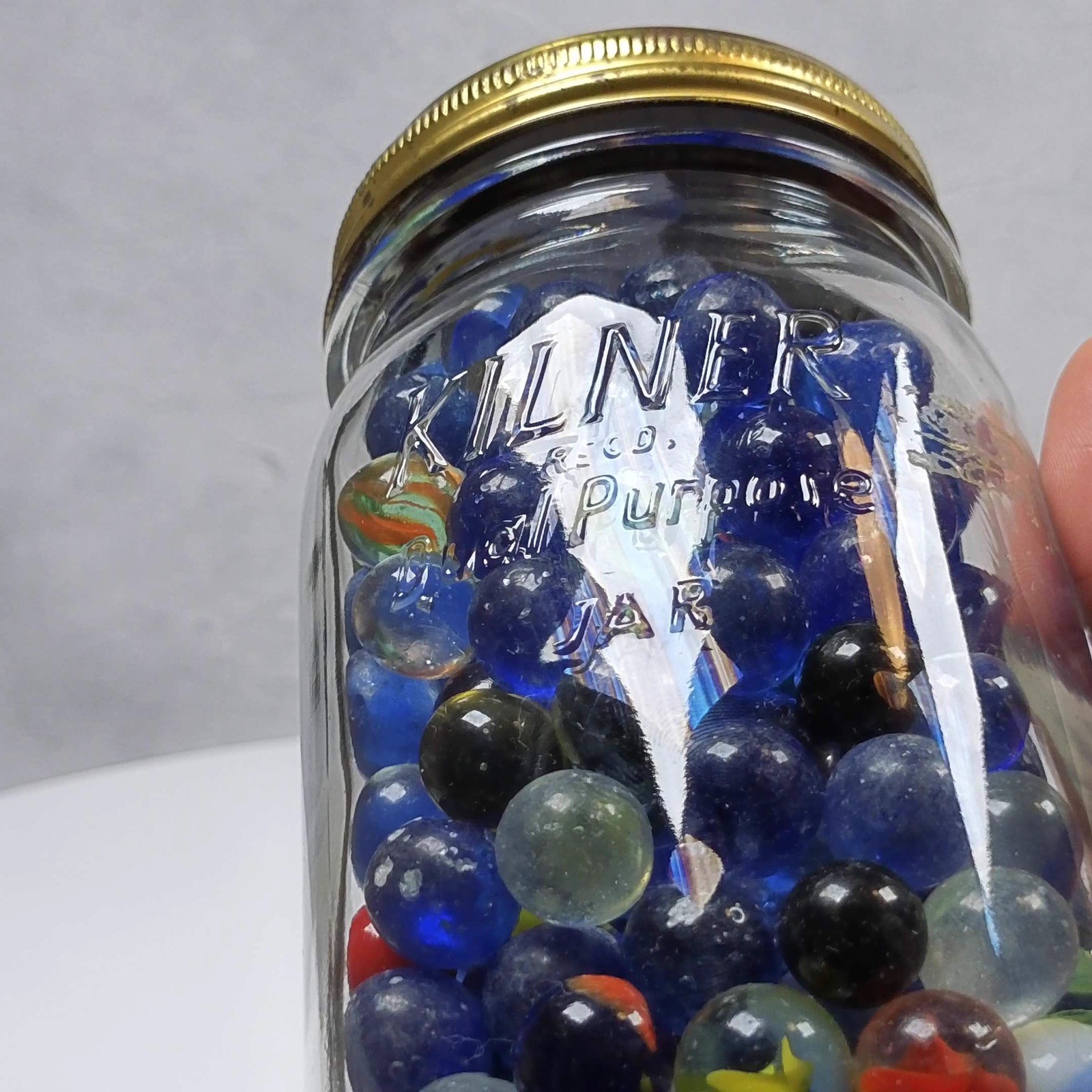 Kilner Dual Purpose Jar with 190 Assorted Glass Marbles Vintage Collection