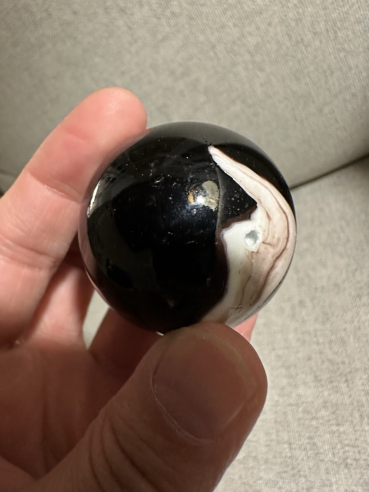 Antique Large Glass Marble Deep Amethyst Purple And White Swirl Streak Milky Way