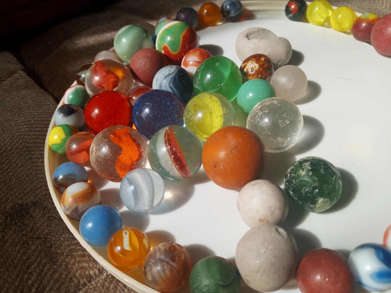 Antique & Vintage Mixed Marble Lot of 12lbs Marbles Great Old Collection Bucket