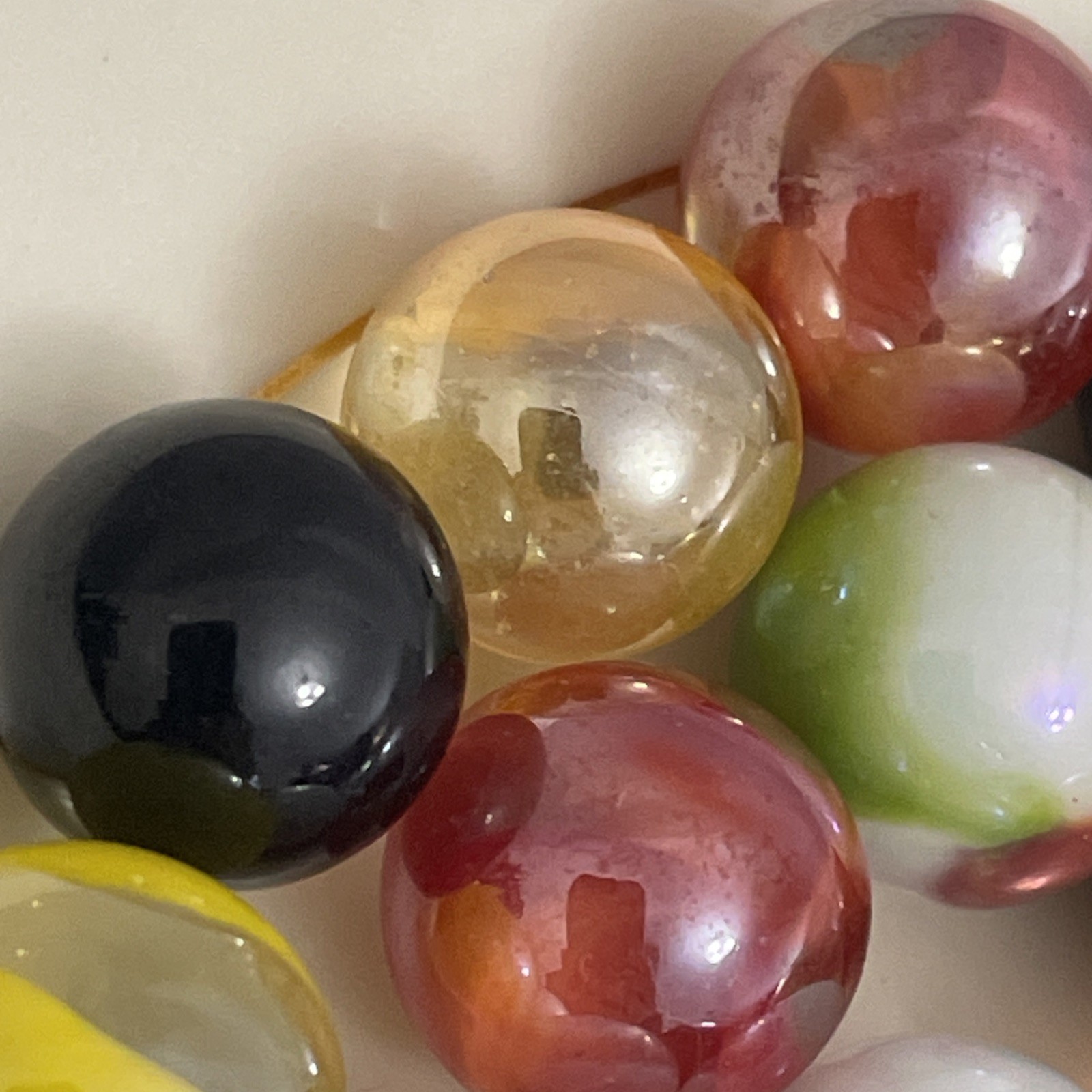 Vintage Estate Glass Marbles Lot – Iridescent, Cat’s Eye, + Other 45Pc