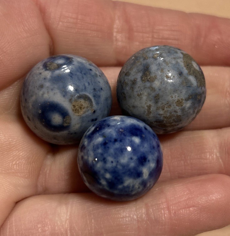 ANTIQUE Bennington Clay Marble LOT 3 Bennies HANDMADE German Stoneware
