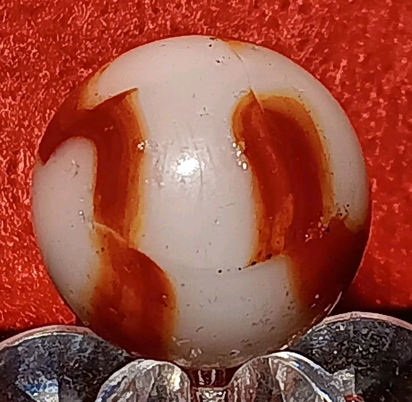 Peltier Glass NLR “Zebra” Marble. 5/8″ Near Mint. Classic Checkerboard Pattern