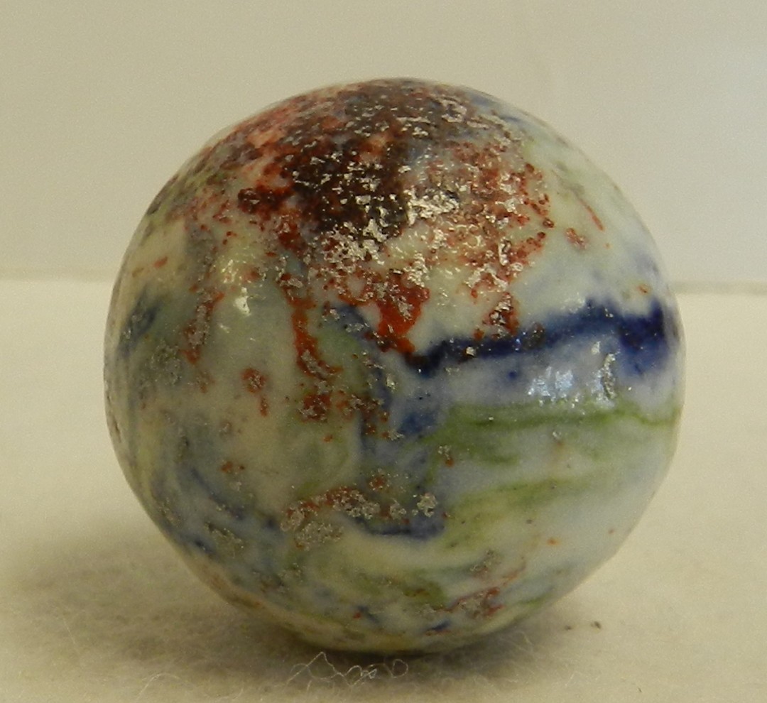 #21040m Large 1 Inch Vintage German Handmade Crockery Shooter Marble