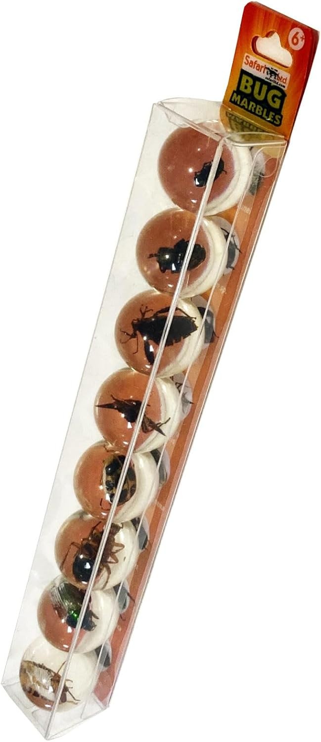(Pack of 8) 25mm BUG Marbles Clear Beetle Spider Insect 1″ Shooter