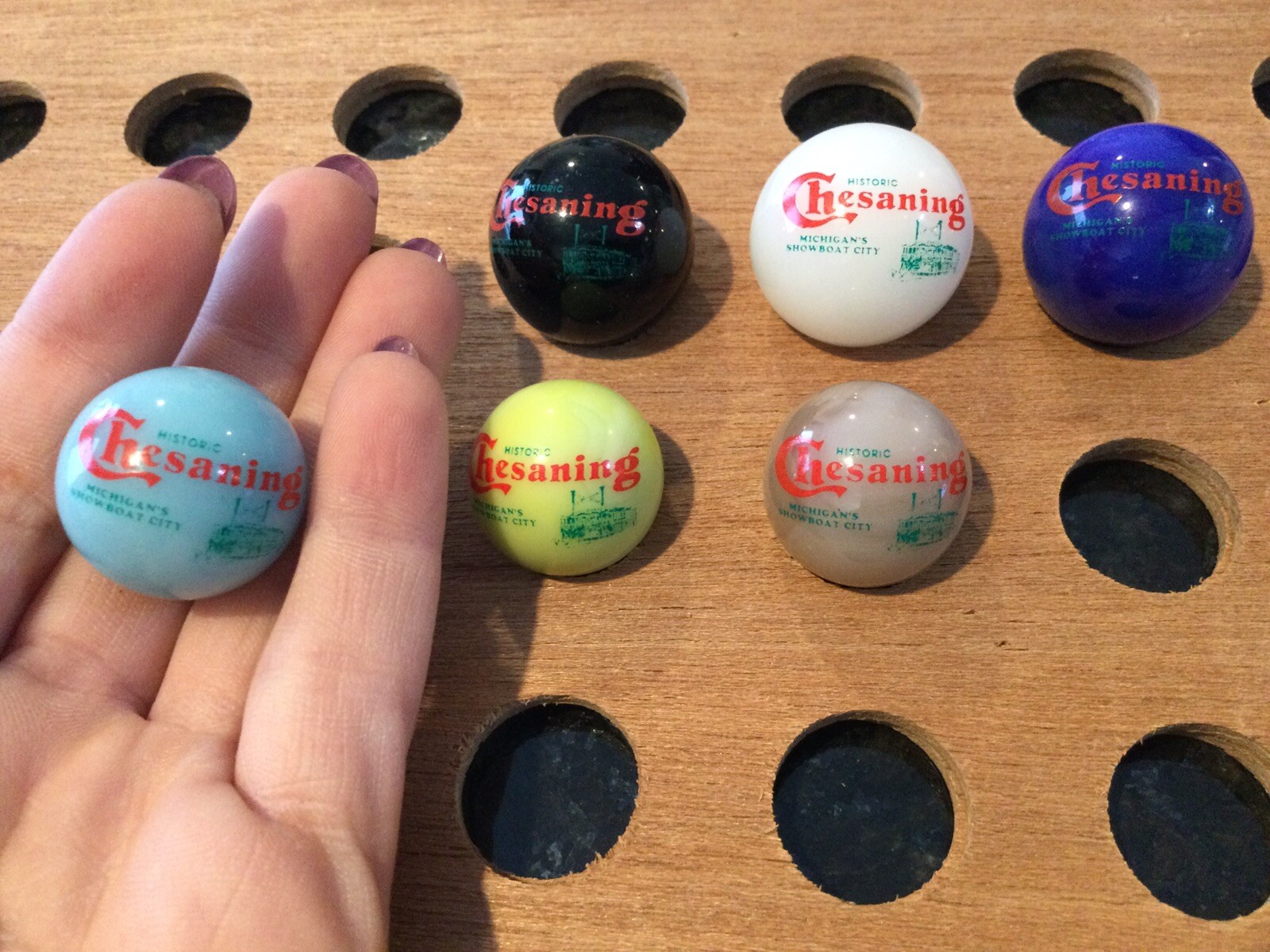 Vintage |”Chesaning Michigan’s Showboat City” Marble| Assort of Color |LOT OF 6