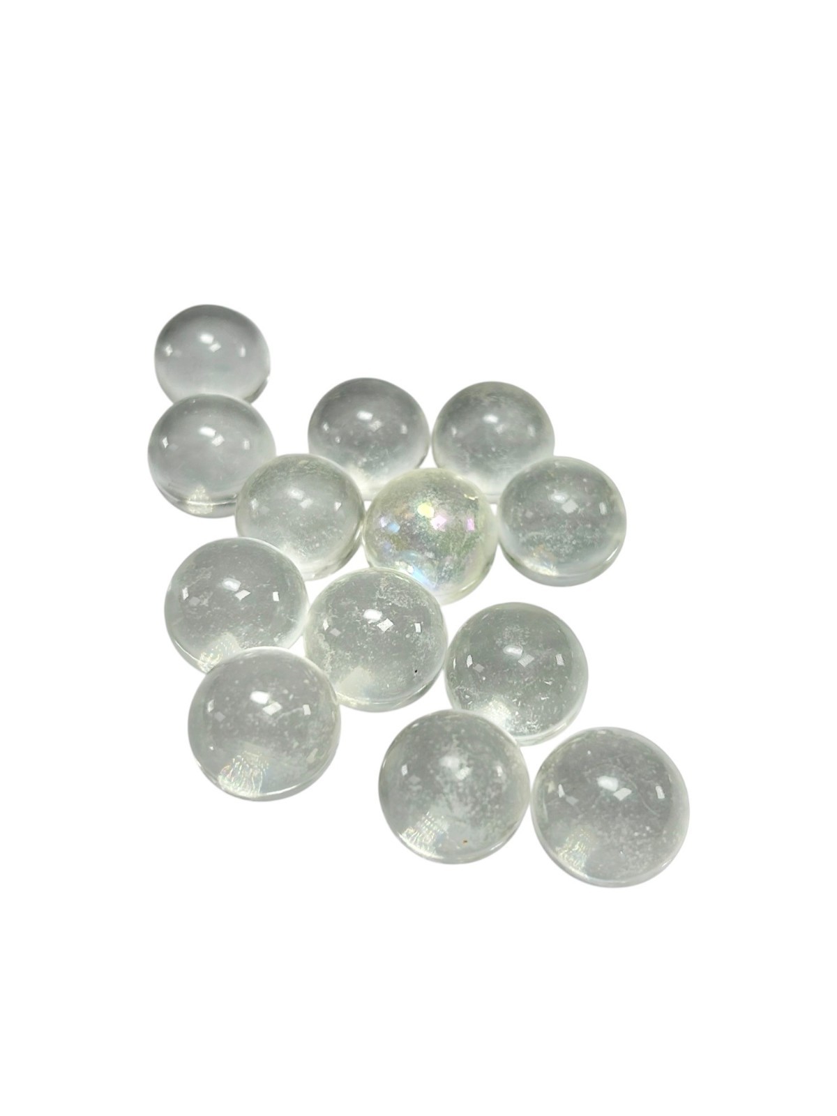 Vintage Player Marbles .59in Lot of 13 Clear Iridescent Transparent Collectible
