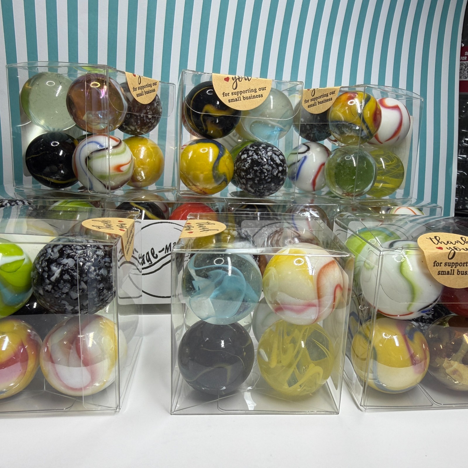 Vacor Mega Marbles 16 Marble Lot 1″ Jumbo Boulders Variety Mint Fancy Glass