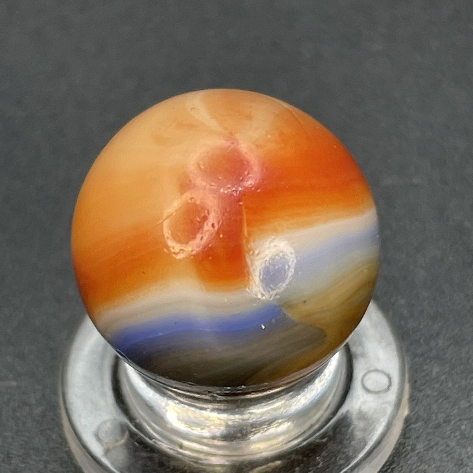 Blue Line Yellow Jacket Color Blended Vitro All Red Vintage Marbles 0.629”