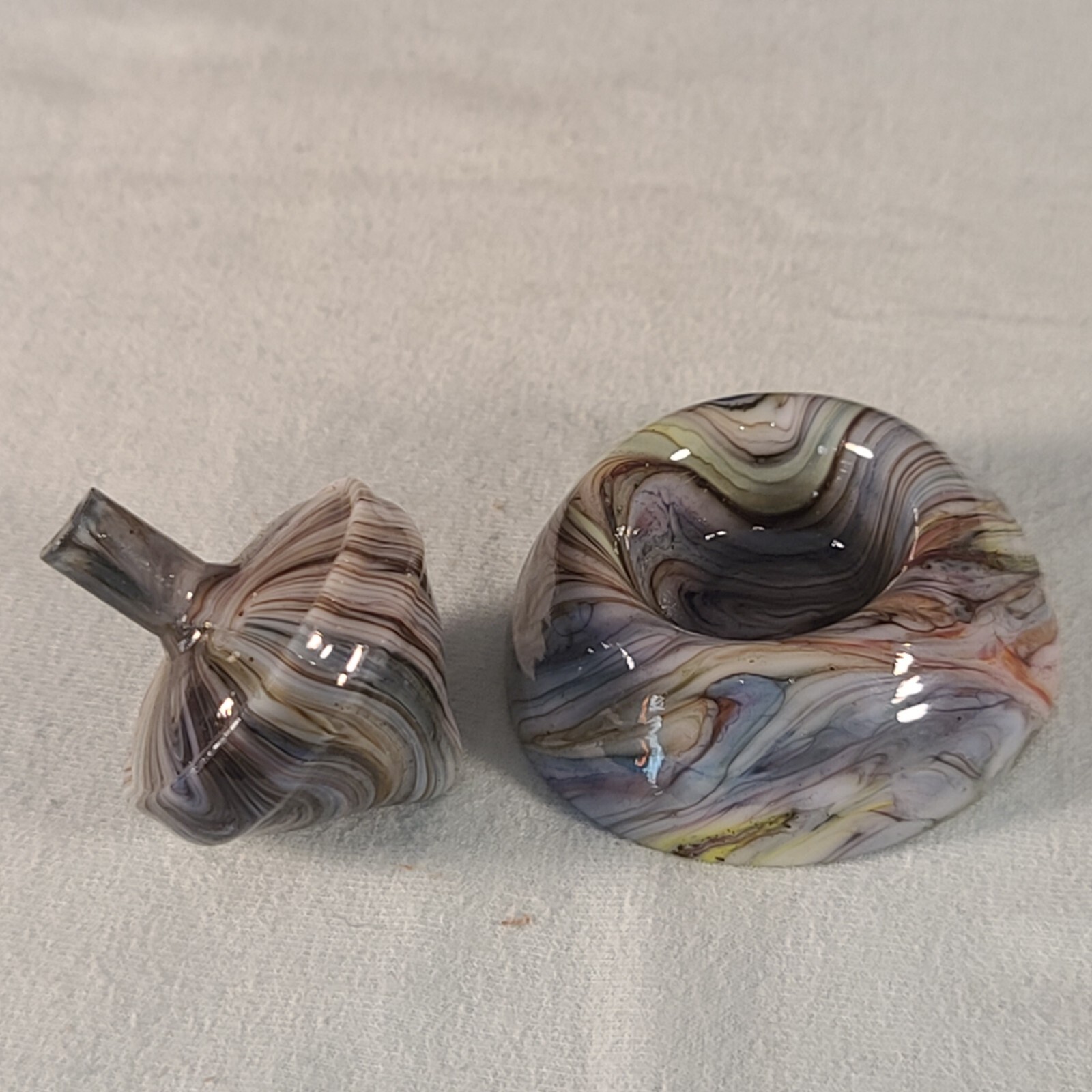 ANDY DAVIS, Glass Art Spinning Top & Base, Jabo Joker Run (?), #360B