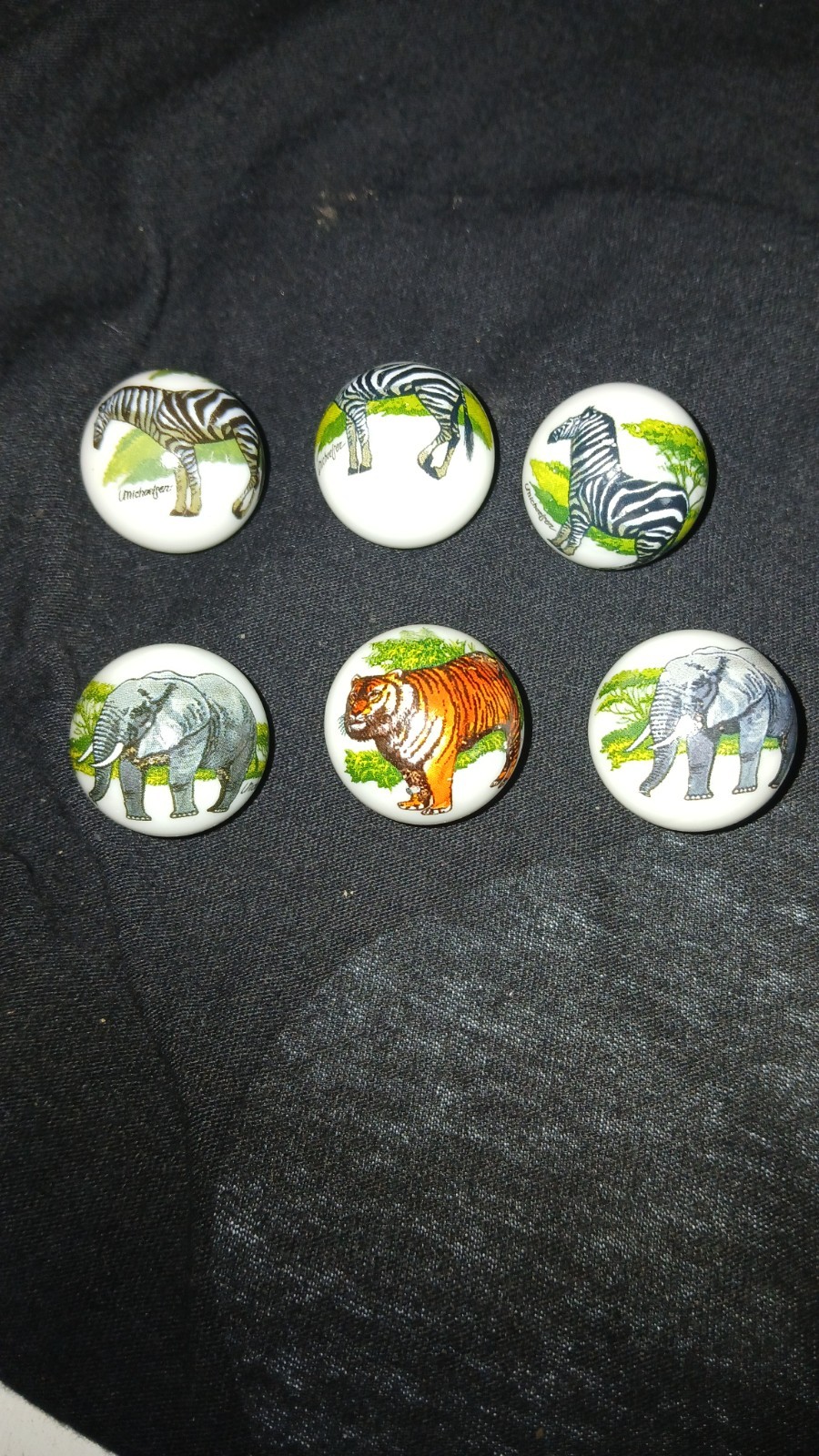 Lot of 6 Shooter Marbles with Painted Animals