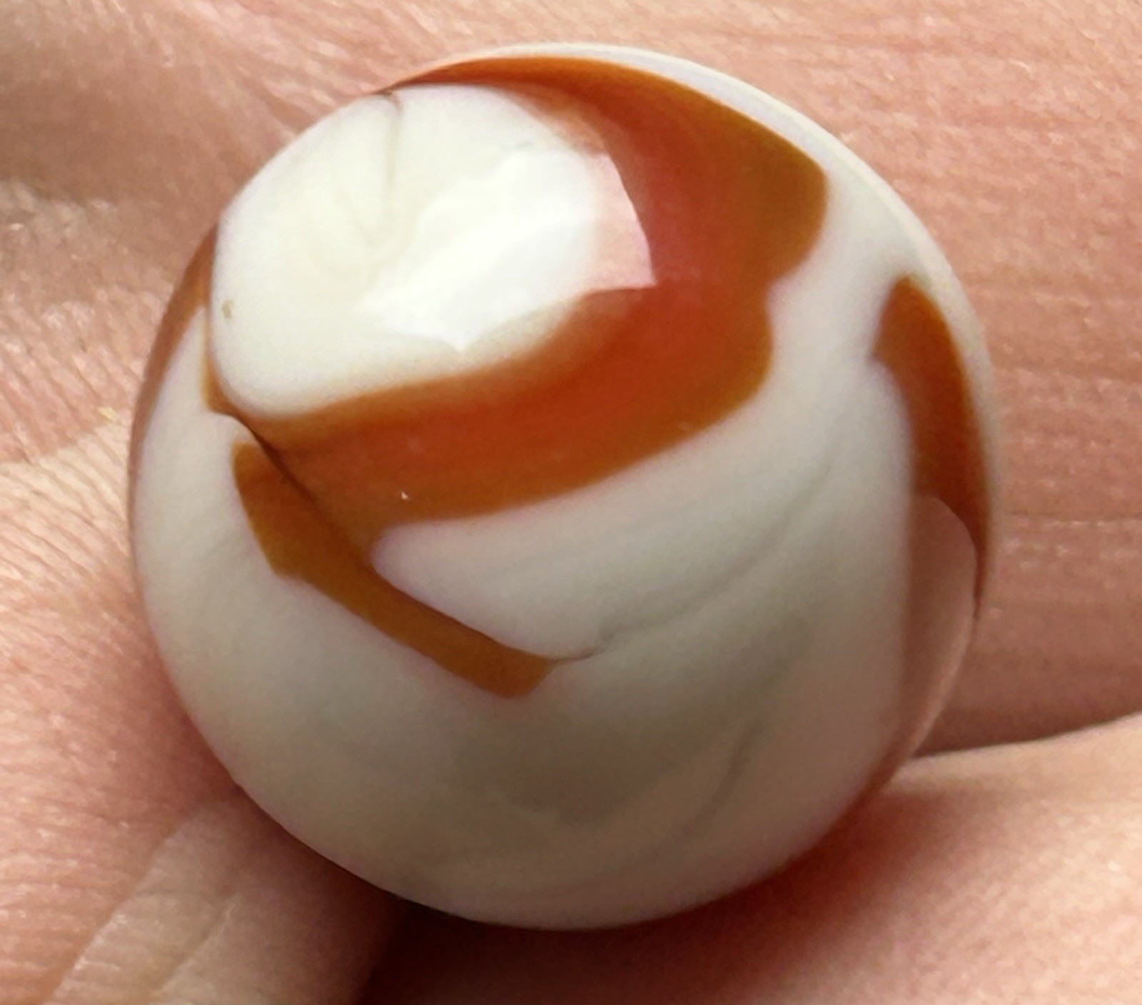 Vintage Heaton Or Alley Agate 0.57” Red Ribbon Swirl Marble Near Mint Condition