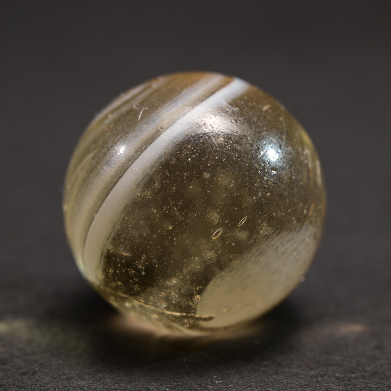 Marble Vintage German Transparent Ice Clear Two Seam Slag 1950’s Midsize 13/16”