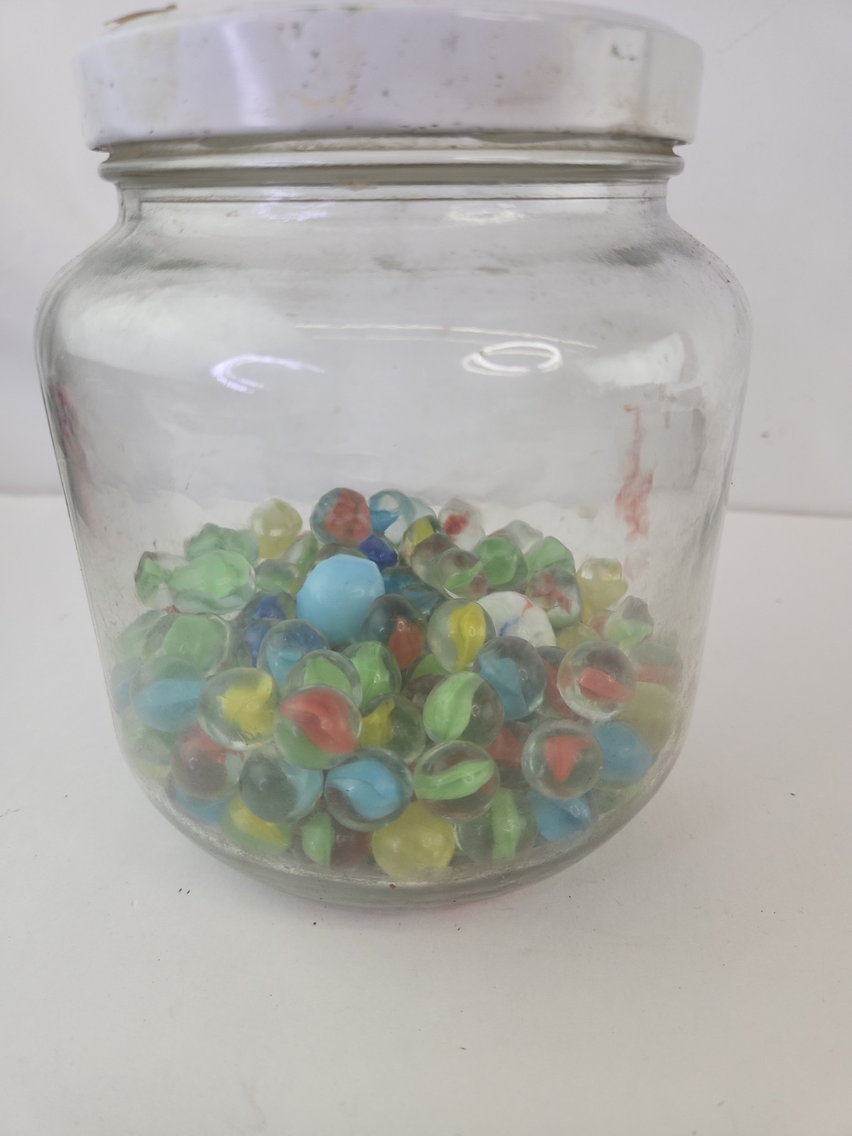Vintage 113 Marbles in a Jar Assorted Kinds Multicolors 1950s