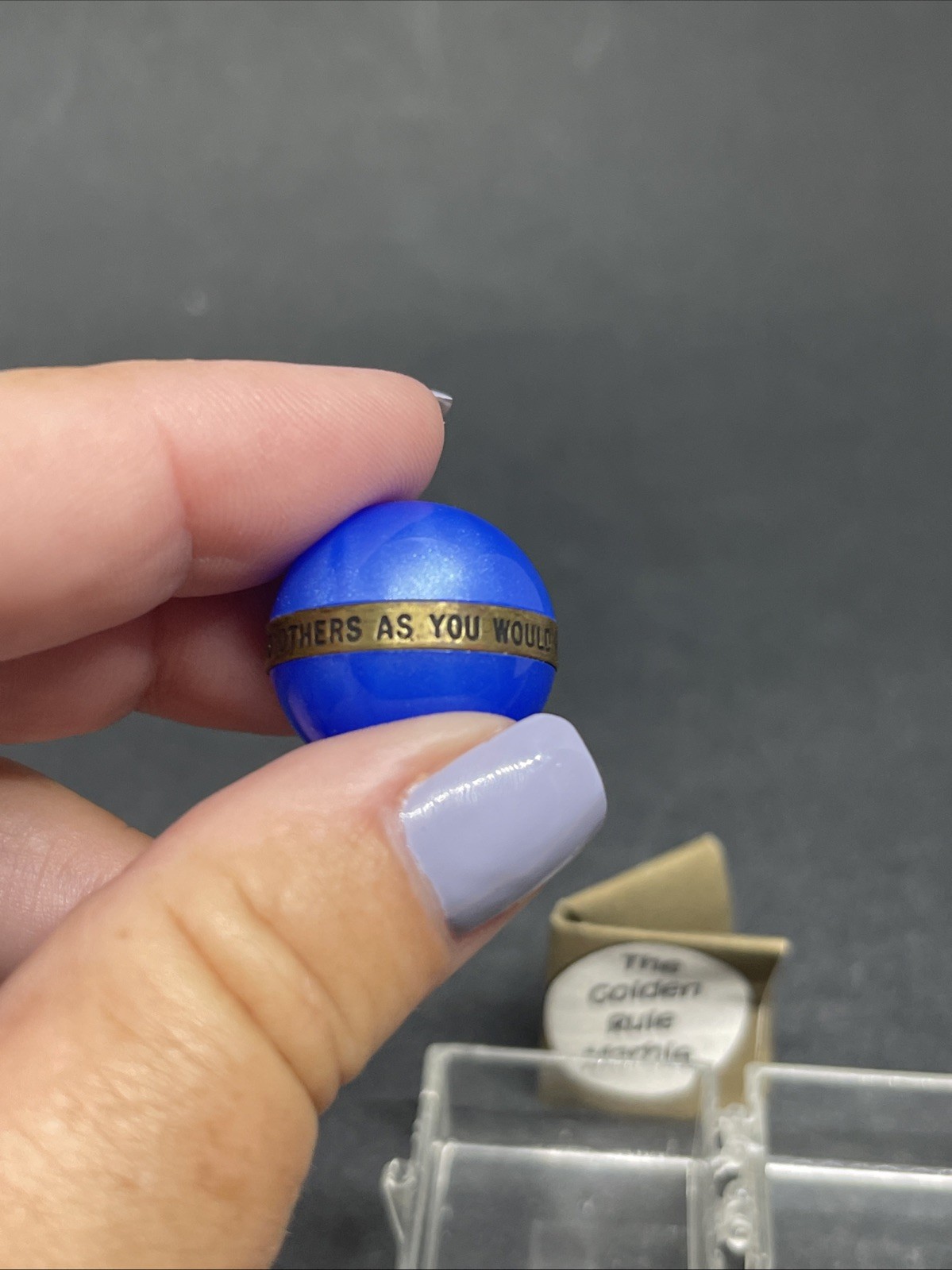 VTG 1960’s The Golden Rule Marble Blue Original Case RARE Collectible Nice